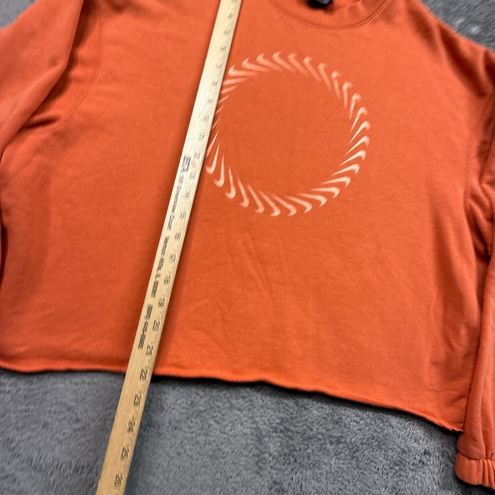 Nike Sportswear Women's Icon Clash Orange Crewneck Crop Top Sweatshirt Oversized - Picture 7 of 8